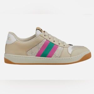 Gucci Screener Collection GG Enamel Aged Women's Size Casual Pink/Green